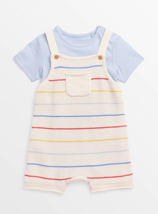 Stripe Knitted Bib Shorts & T-Shirt Set  18-24 months